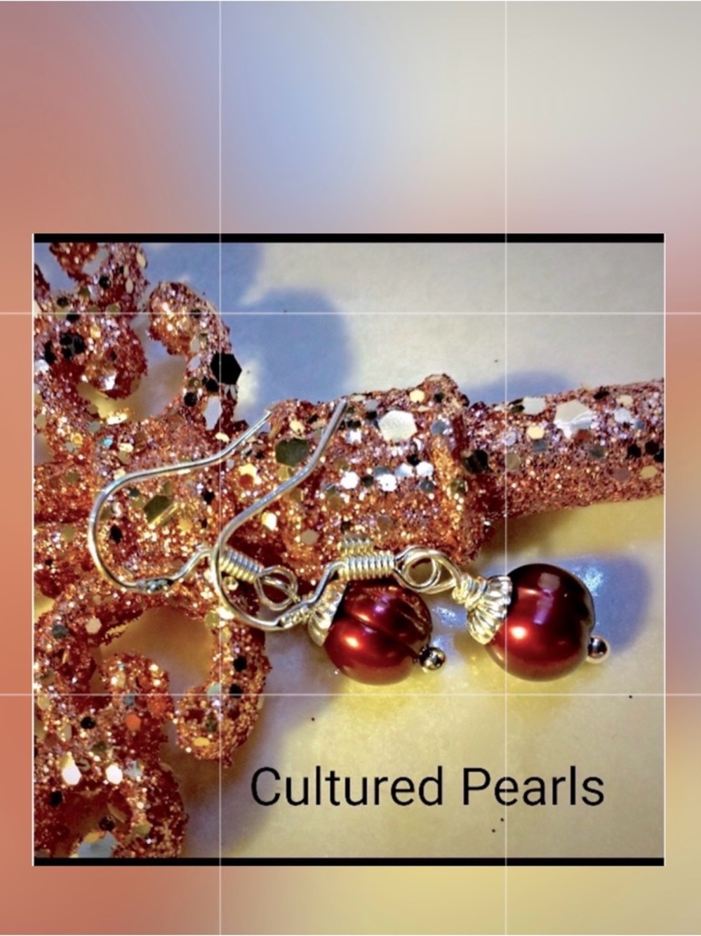Cultured Burgundy freshwater pearls with sterling earwires 925P